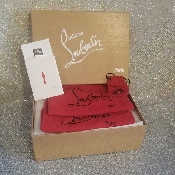 Louboutin Black Lace and Suede Neoalto 100mm Dentelle Resille Complete Set - Picture 13 of 14